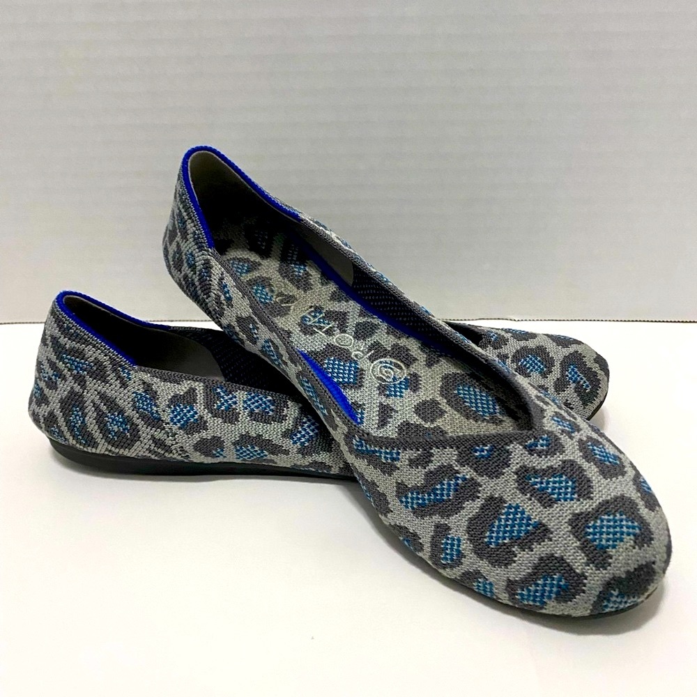 Rothy’s Blue and Gray Leopard Print Flats- Size 8